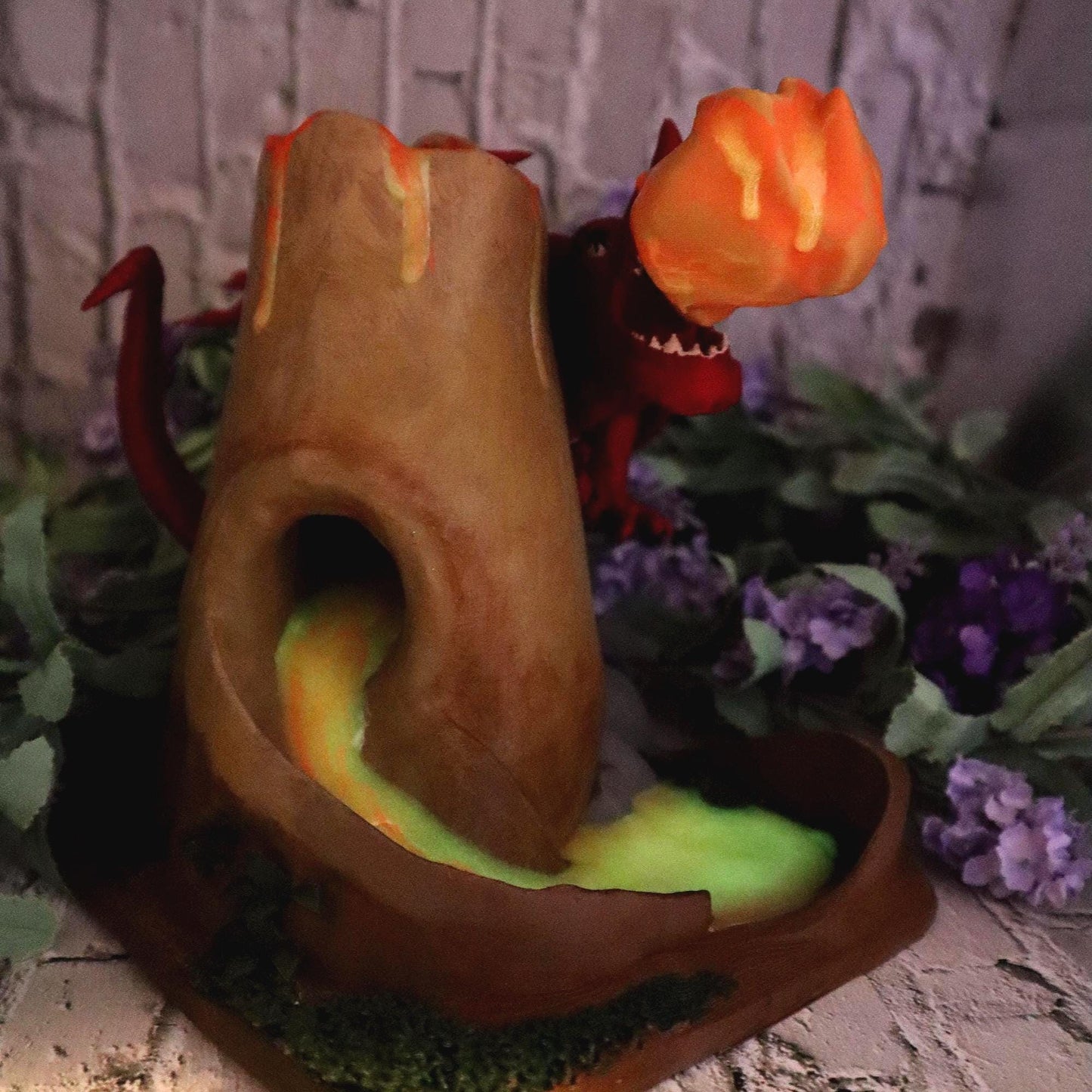 Glow in the Dark Lava Dragon Dice Tower | D&D RPG Accessory, Free Resin Dice Set