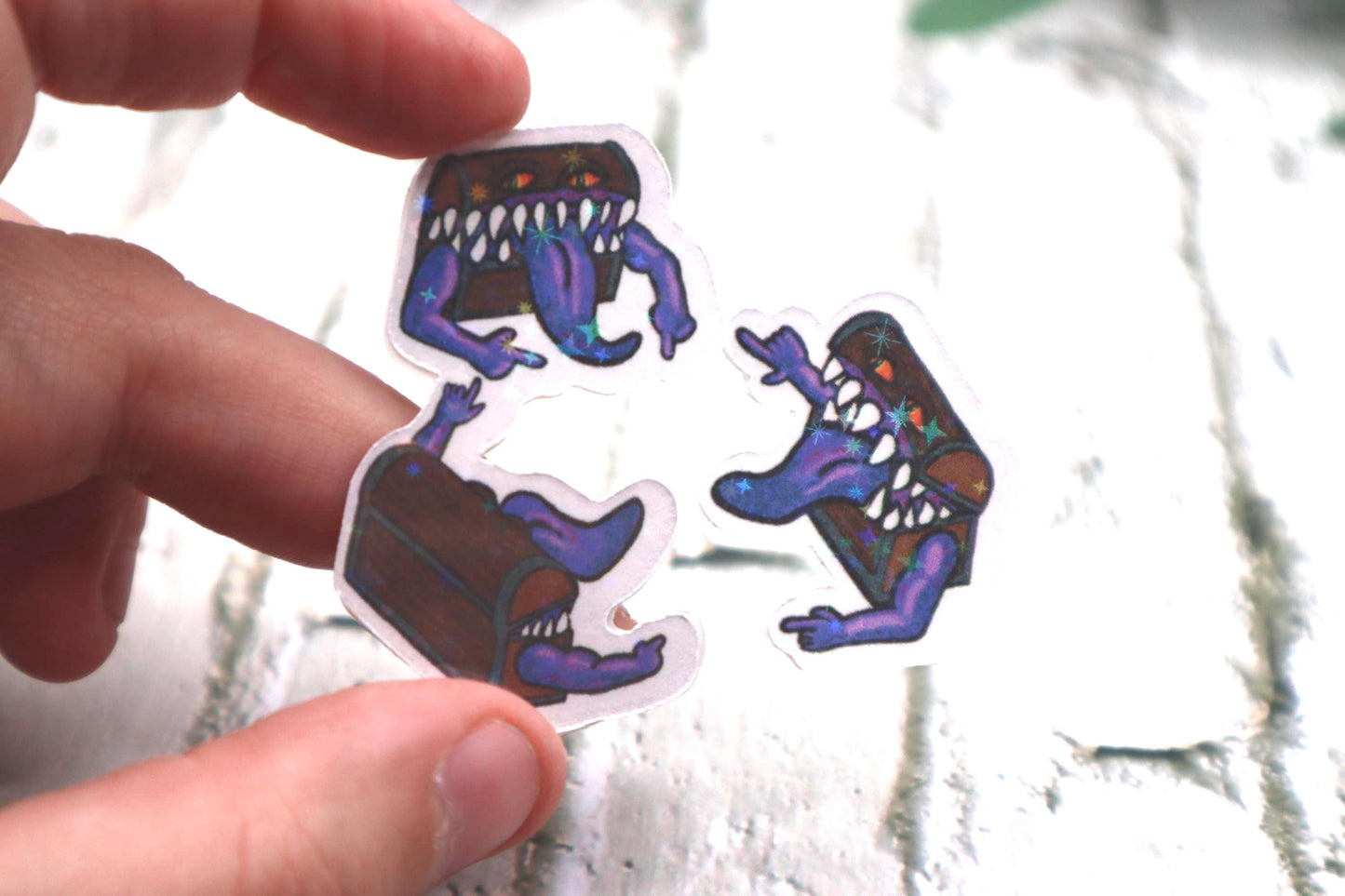 DnD Mimic Spiderman Meme Holographic Sticker