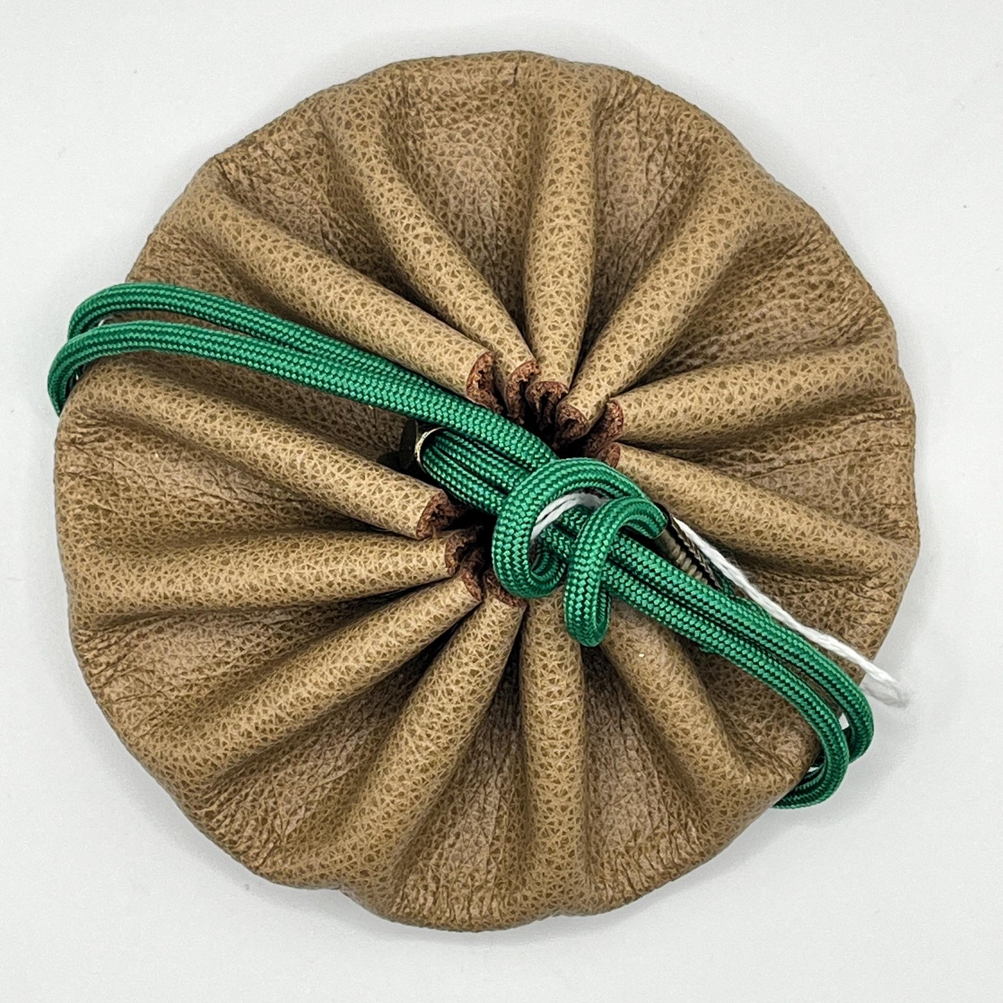 Handcrafted leather dice bag with drawstring, ideal for storing RPG dice sets. Perfect for DnD, tabletop games, or as a fantasy gift for gamers.
