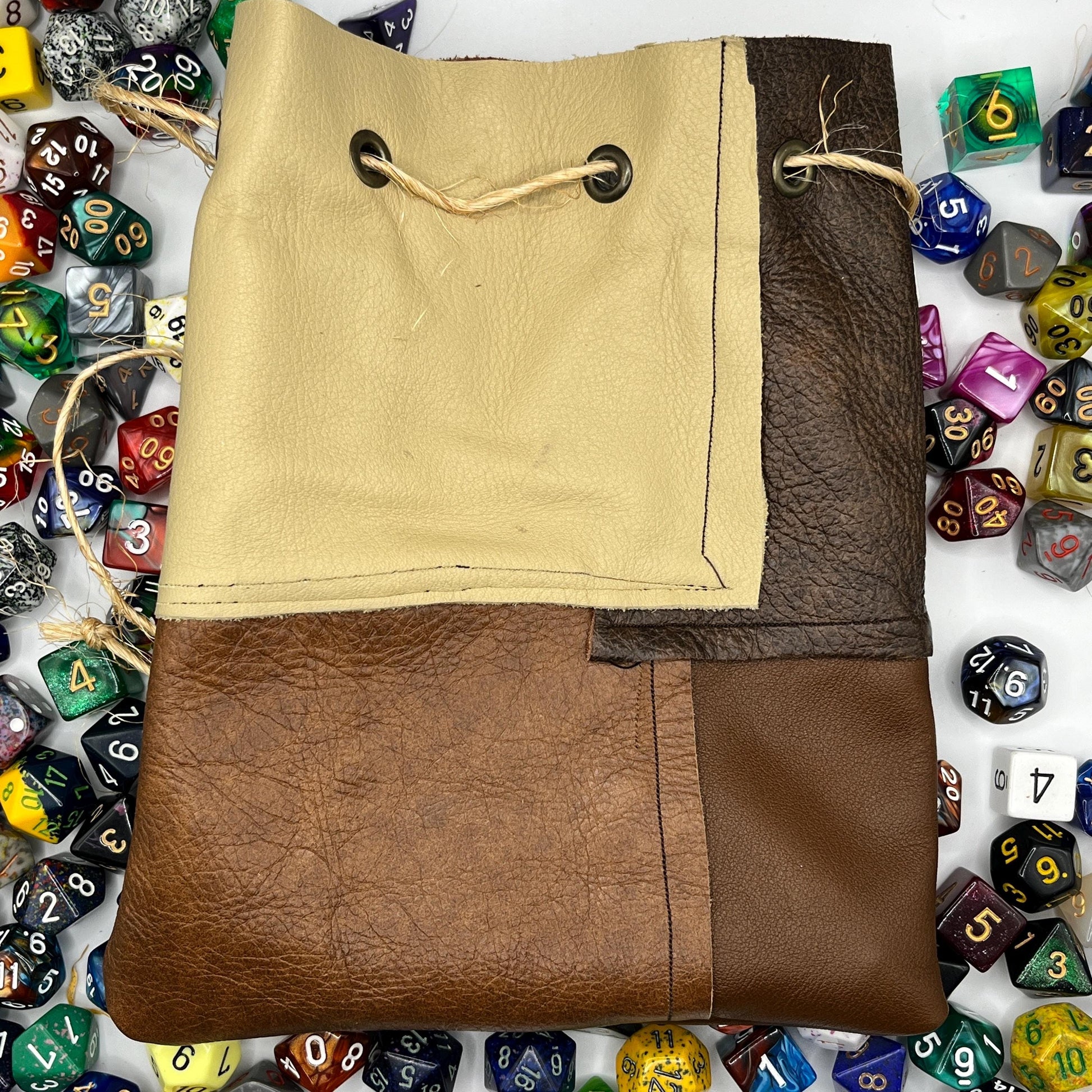 Patched Leather Dice Bag | Handmade RPG Dice Pouch