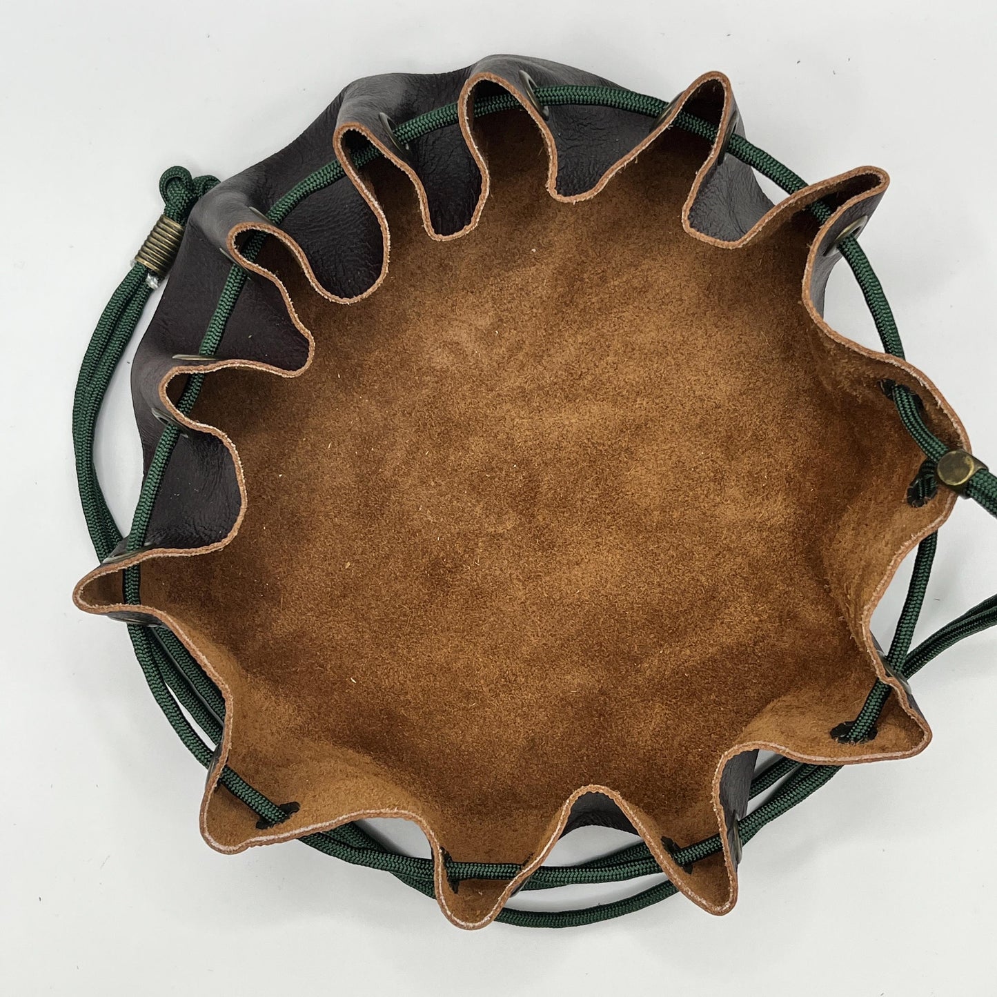 Handmade "Produce Section" Leather Dice Bag-Tray Combo | Food-Inspired Upcycled Italian Leather TTRPG Pouch