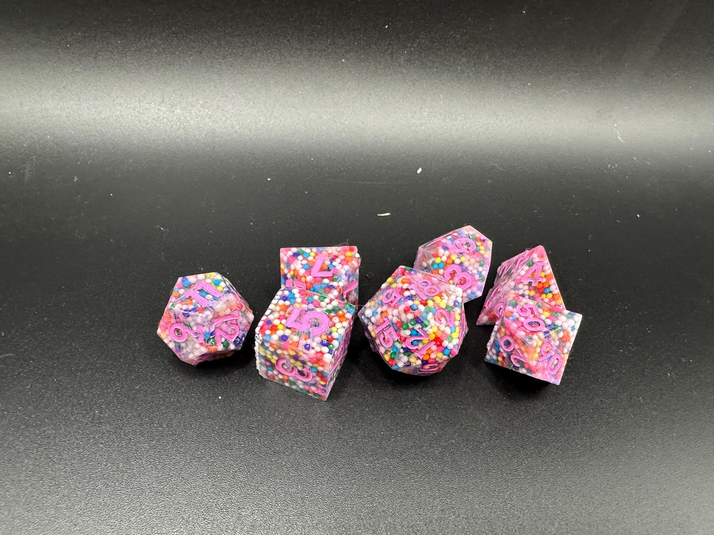 Rainbow Sprinkles Polyhedral Dice Set – Confetti Resin RPG Dice for DnD, Tabletop Gaming Accessories