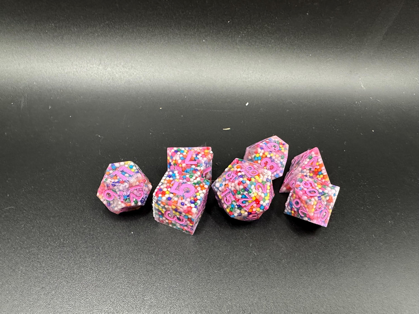 Rainbow Sprinkles Polyhedral Dice Set – Confetti Resin RPG Dice for DnD, Tabletop Gaming Accessories