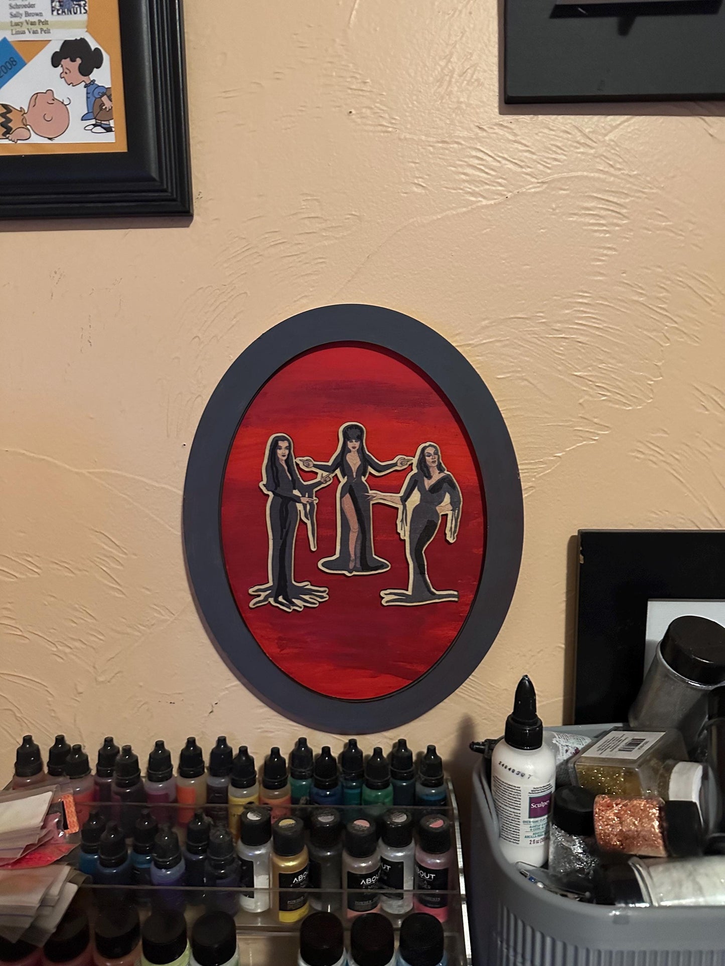 Elvira Morticia Vampira Wood Art | Laser Engraved Gothic Halloween Decor