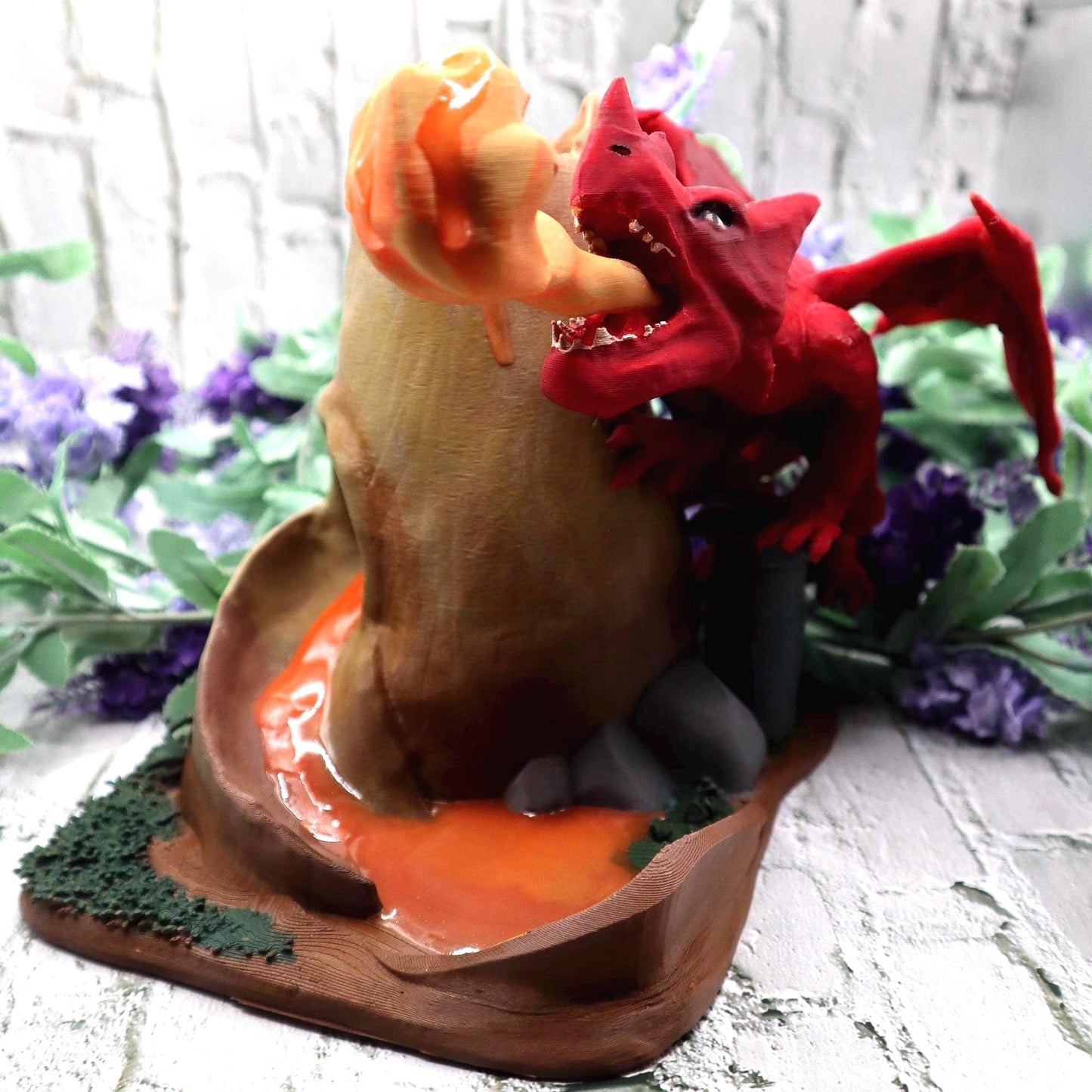 Glow in the Dark Lava Dragon Dice Tower | D&D RPG Accessory, Free Resin Dice Set