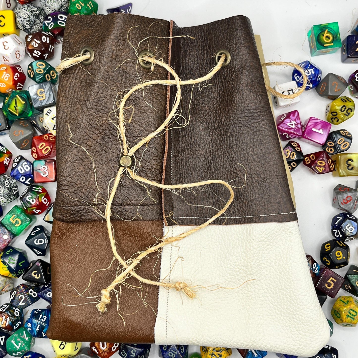 Patched Leather Dice Bag | Handmade RPG Dice Pouch