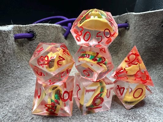 Taco Dice Set – Food-Themed Polyhedral RPG Dice for Tabletop Games