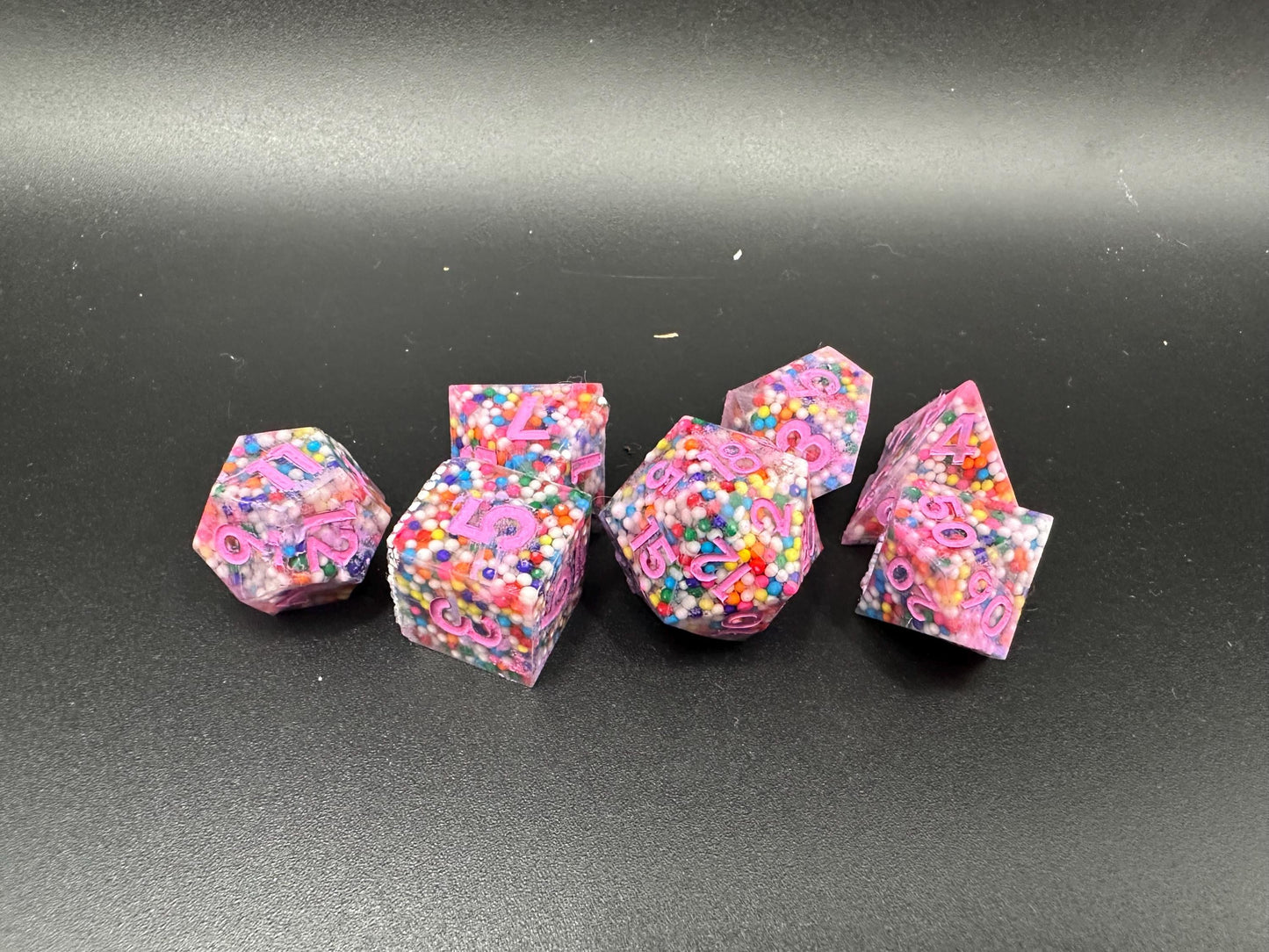 Rainbow Sprinkles Polyhedral Dice Set – Confetti Resin RPG Dice for DnD, Tabletop Gaming Accessories