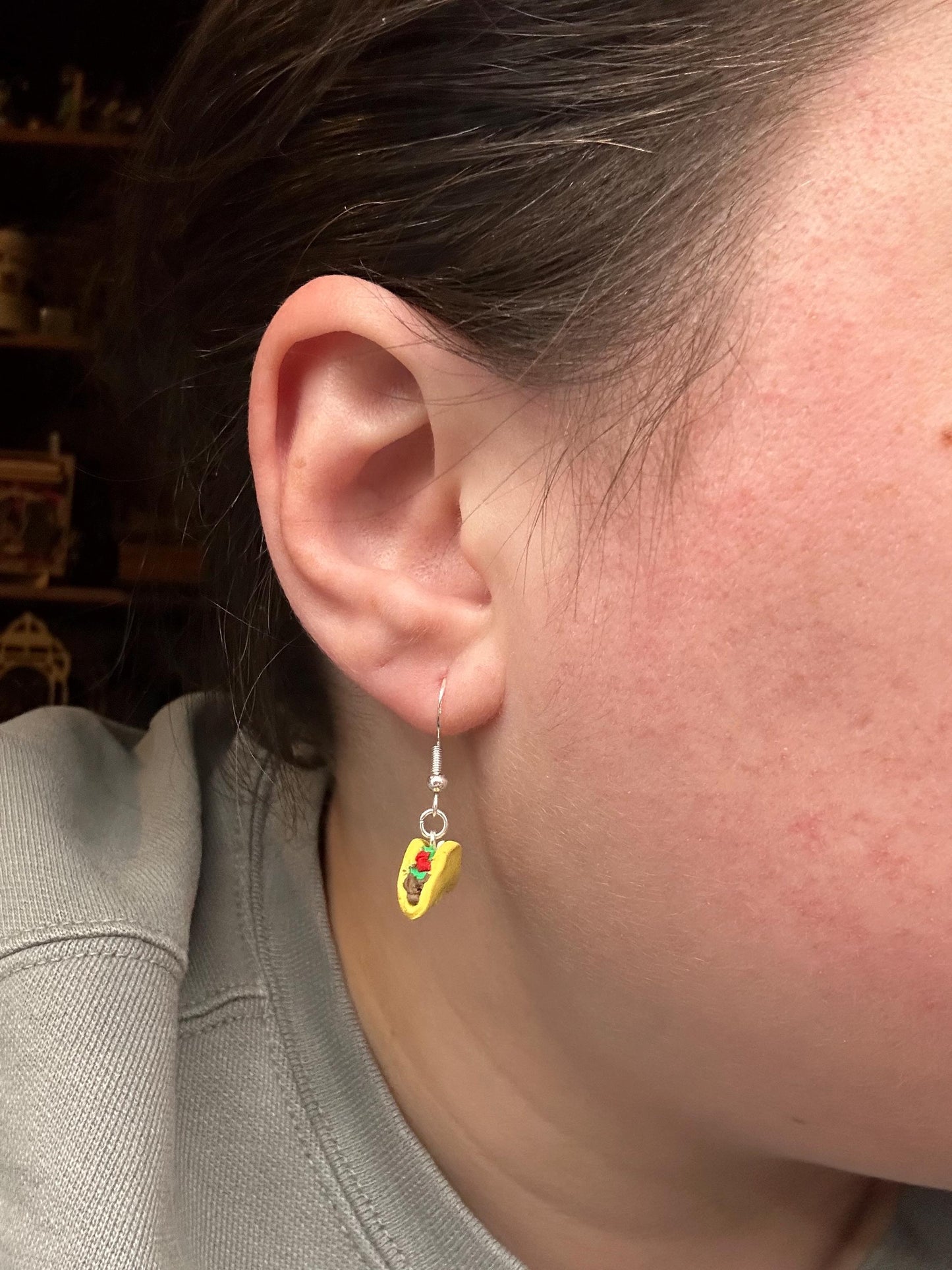 Taco Dangle Earrings - Polymer Clay - Stirling Silver Hooks