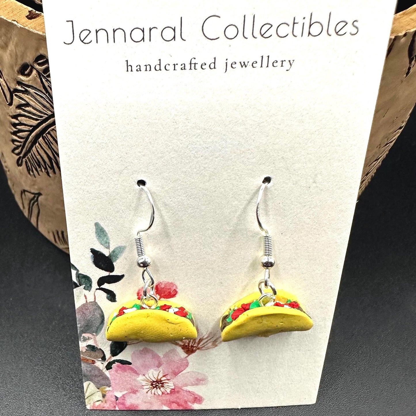 Taco Dangle Earrings - Polymer Clay - Stirling Silver Hooks