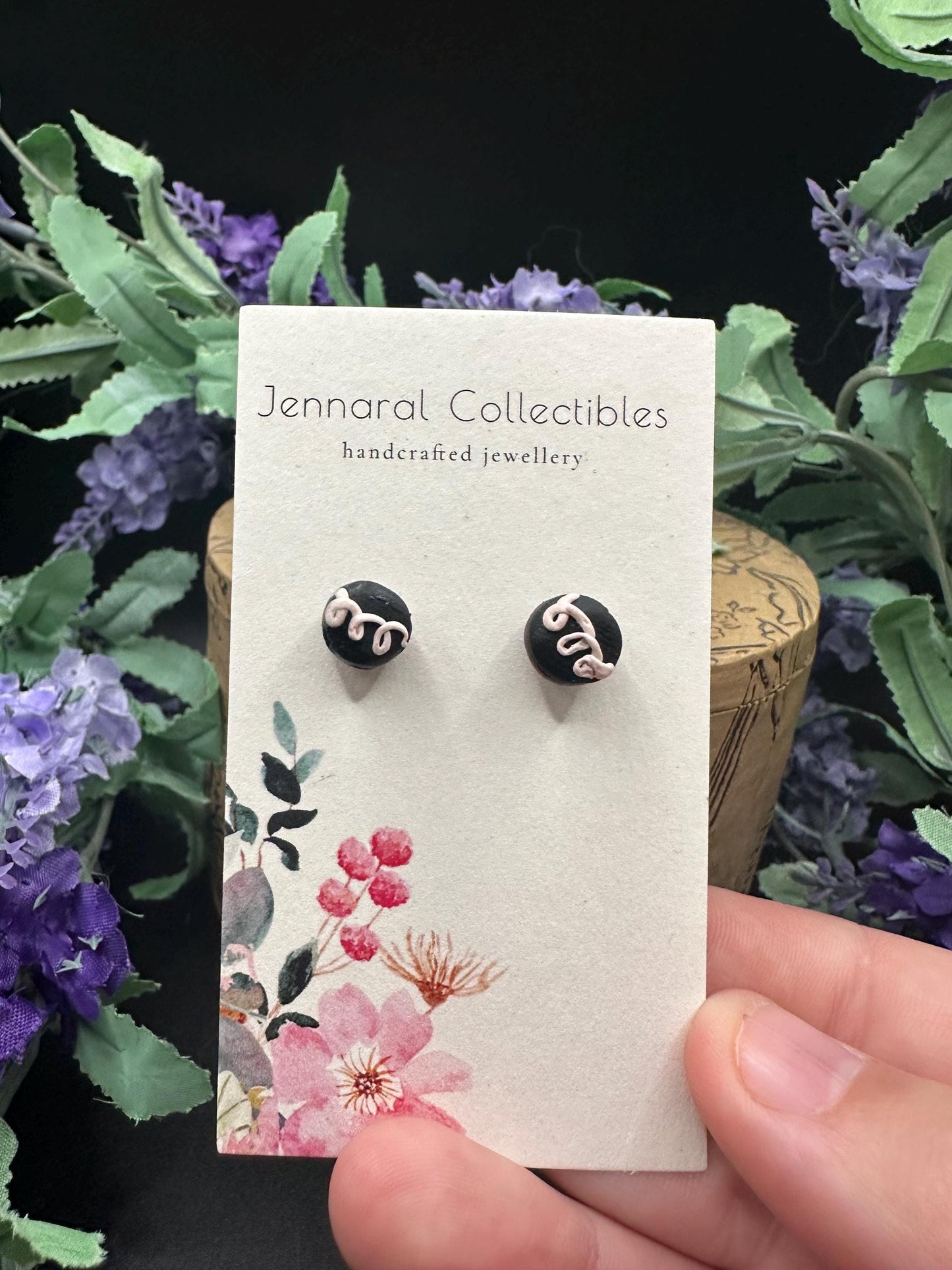 Ho Ho Little Debbie Stud Earrings - Polymer Clay - Stirling Silver