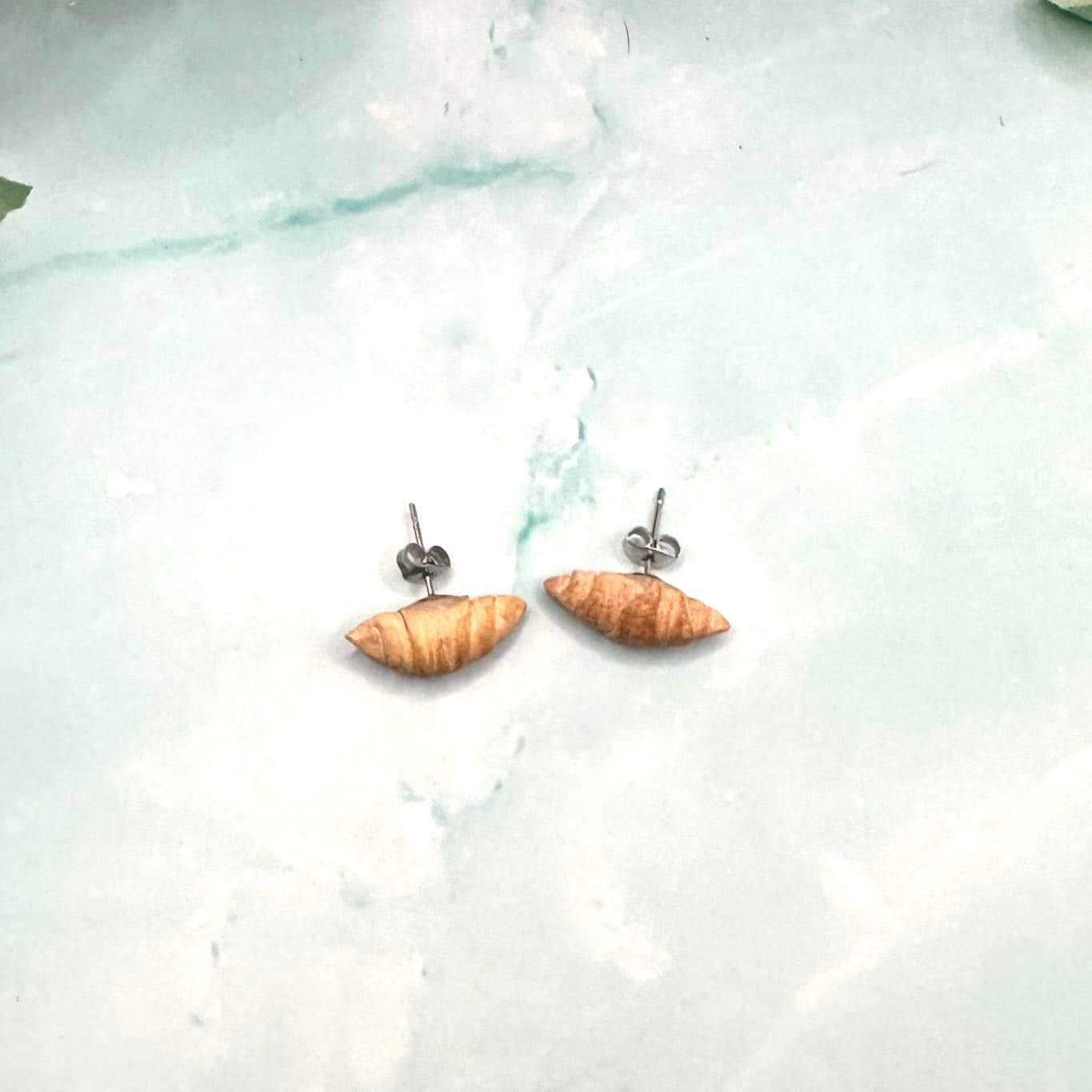 Buttery Croissant inspired Earrings - Food Art Stud Earrings.