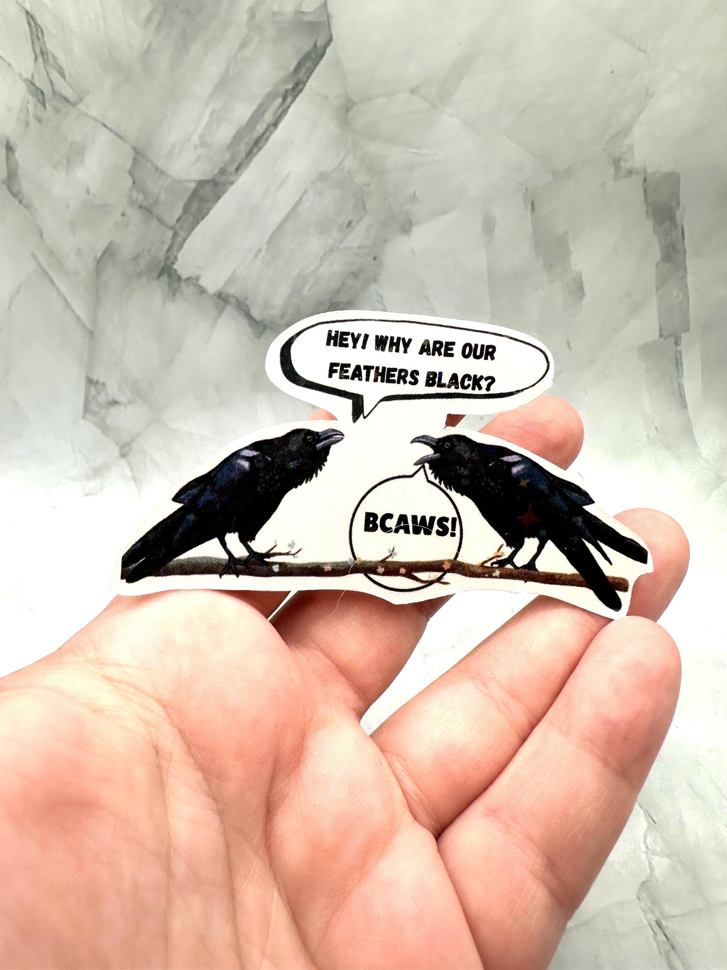 Funny Raven Dad Joke Sticker | Water Resistant Vinyl Decal | Bird Lover Gift