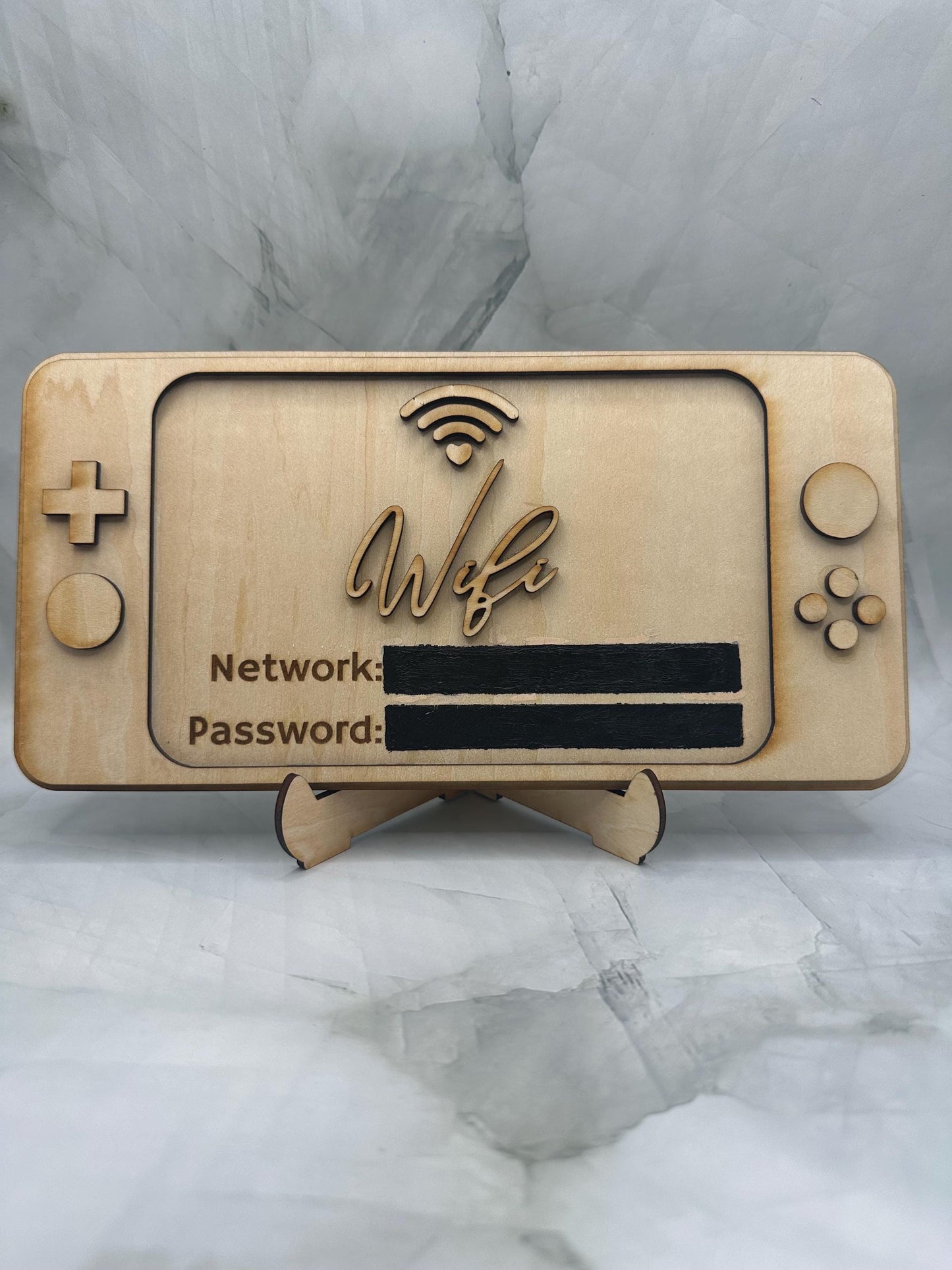 Handheld Gaming Console WiFi Sign | Basswood Retro Gamer Desk Art