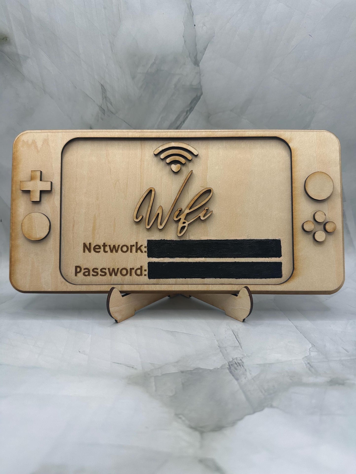 Handheld Gaming Console WiFi Sign | Basswood Retro Gamer Desk Art