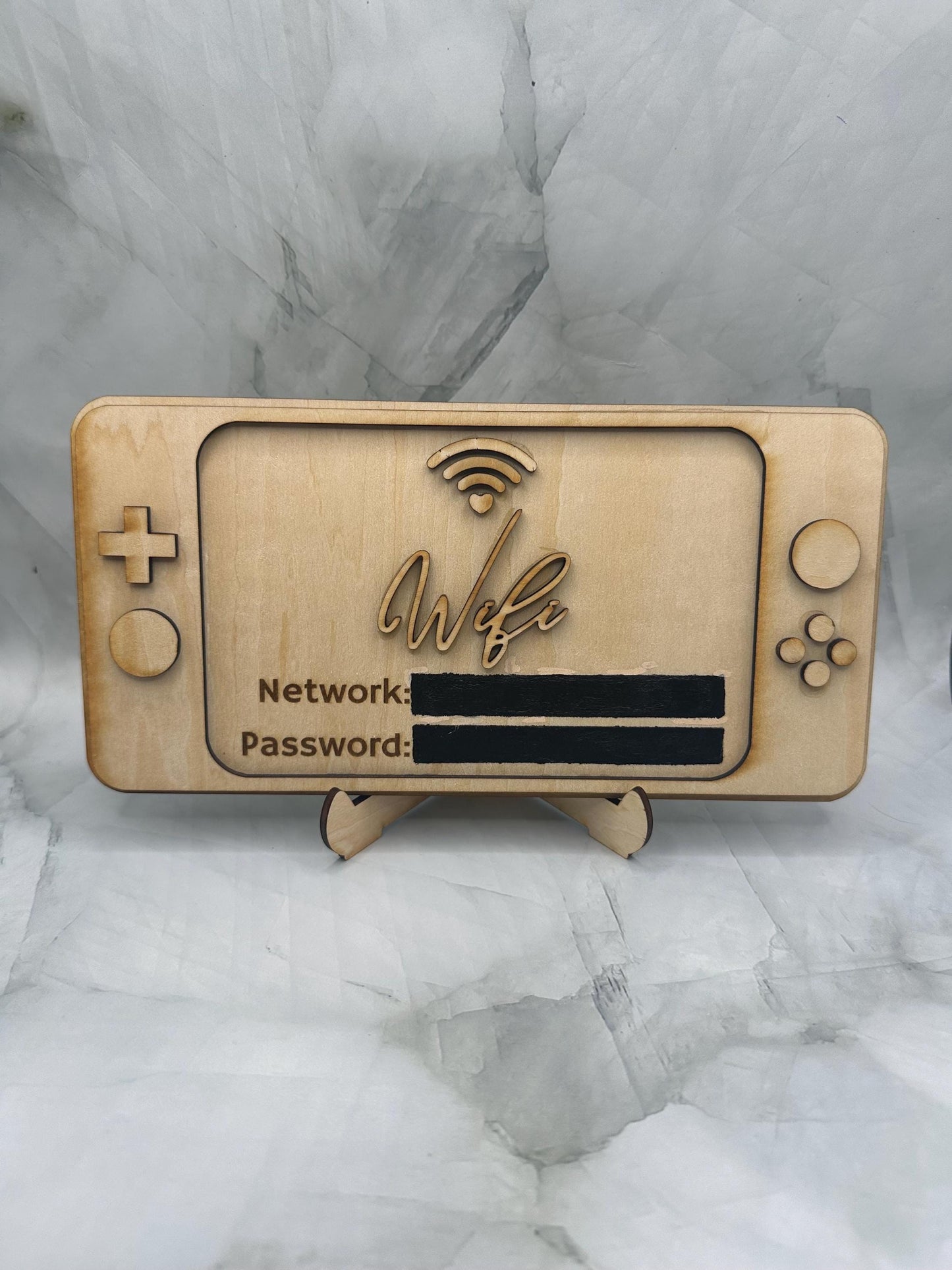 Handheld Gaming Console WiFi Sign | Basswood Retro Gamer Desk Art