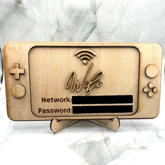 Handheld Gaming Console WiFi Sign | Basswood Retro Gamer Desk Art