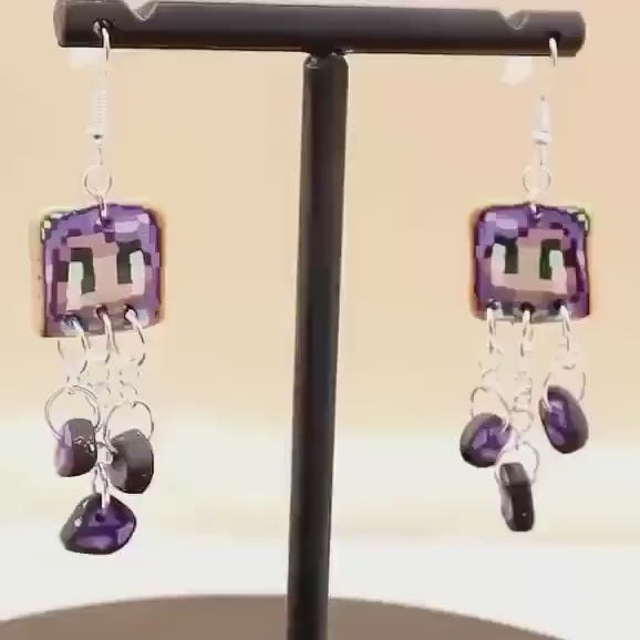 Stardew Valley Abigail Earrings: Polymer Clay Amethyst Dangle Earrings