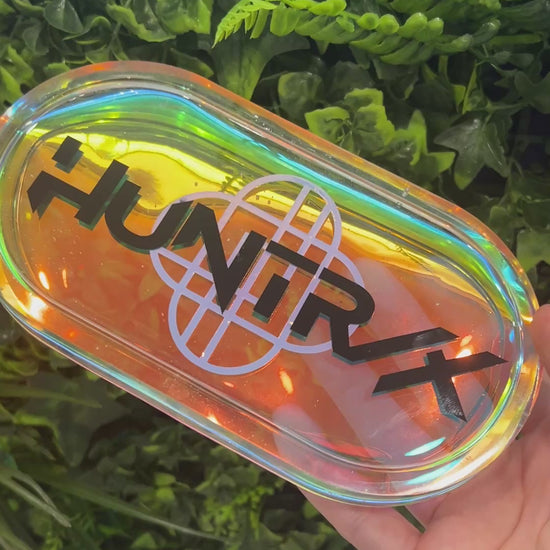 Handmade trinket tray featuring Saja Boys and Huntrix logos from KPOP Demon Hunters. Perfect for jewelry, small items, or decorative fandom display.