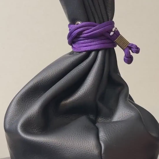 Handmade Large Leather Dice Bag | Upcycled Italian Leather TTRPG Pouch