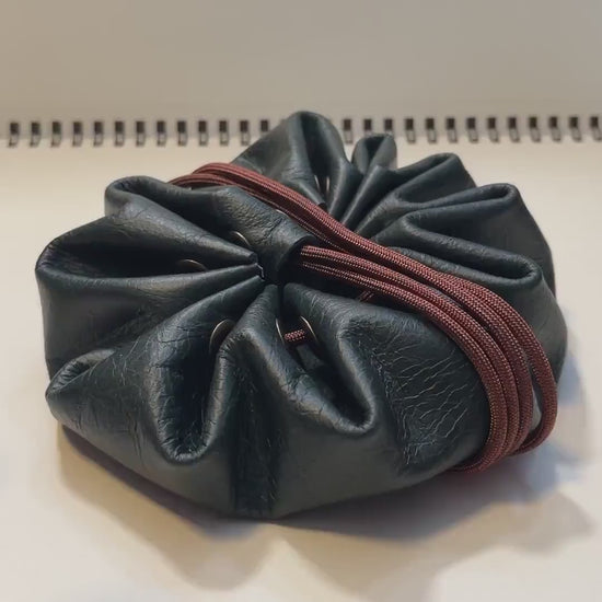 Handmade "Produce Section" Leather Dice Bag-Tray Combo | Food-Inspired Upcycled Italian Leather TTRPG Pouch