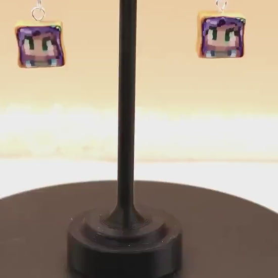 Stardew Abigail Dangle Earrings: Handmade Polymer Clay Charms