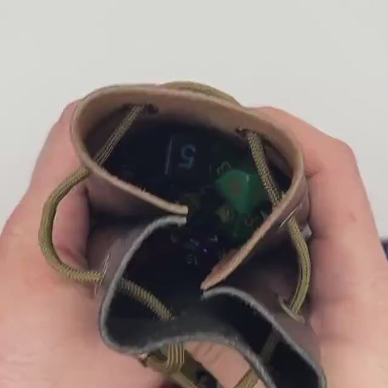 Handmade Small "Duo" Leather Dice Bag | Two-Color Upcycled Italian Leather TTRPG Pouch