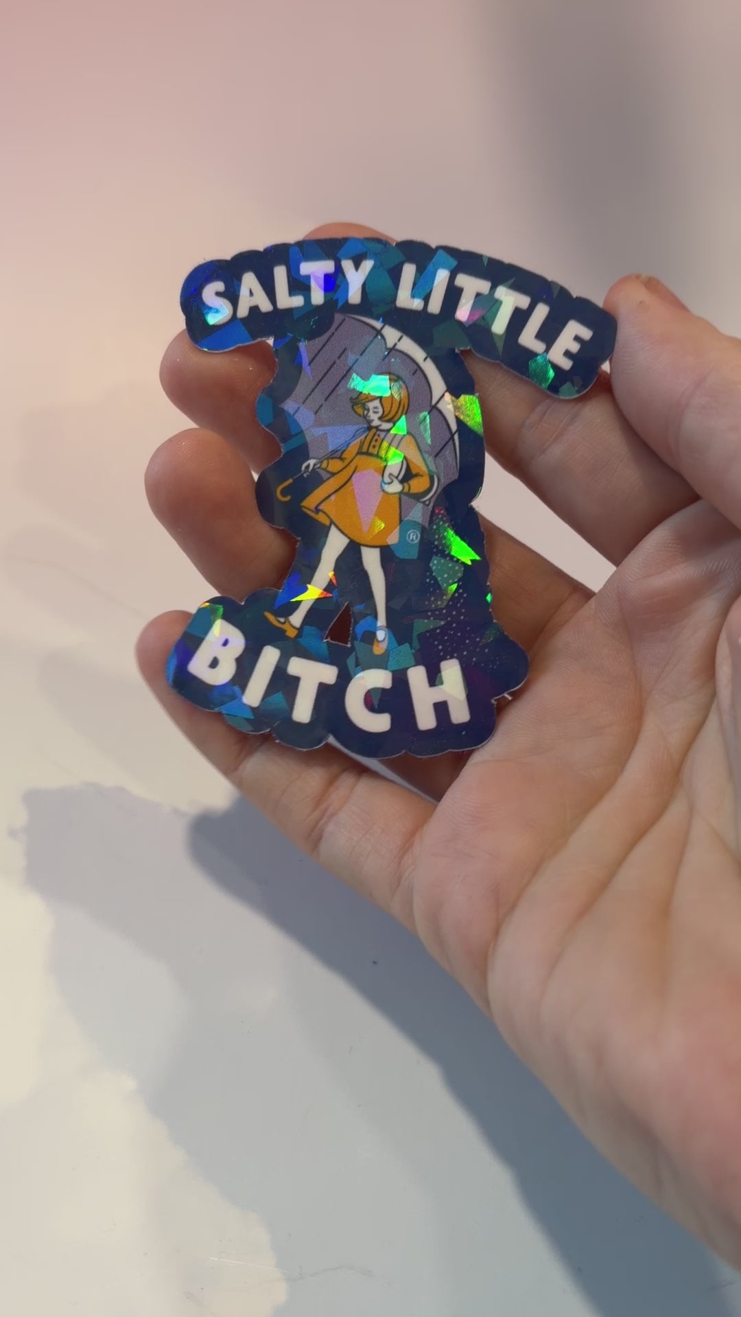 Funny Salty Little Bitch sticker featuring a cute salt girl design.