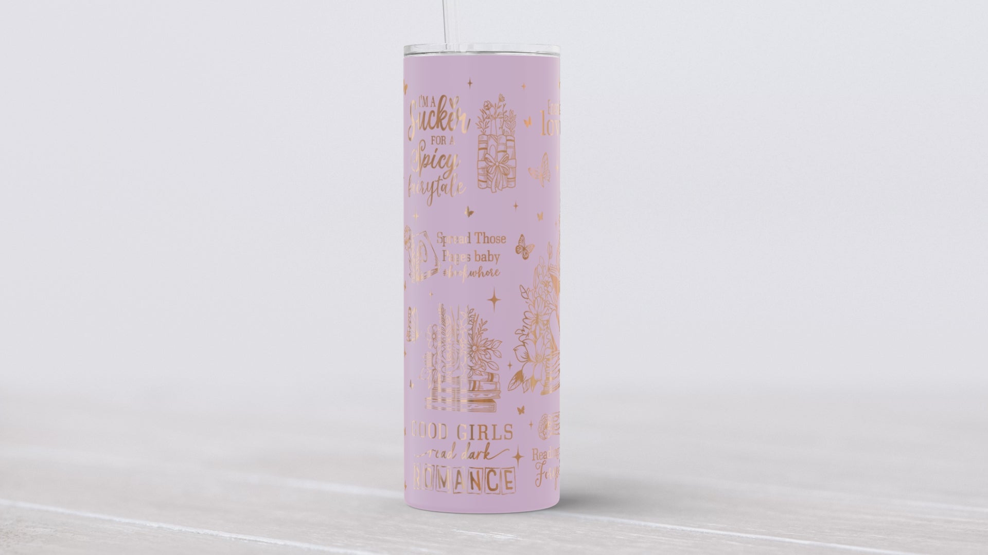 20oz engraved fantasy romance reader tumbler.