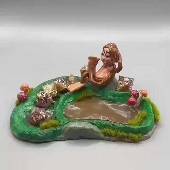 Baby Bigfoot Handmade Polymer Clay Dice Tray/Holder and Free RPG DnD Dice Set