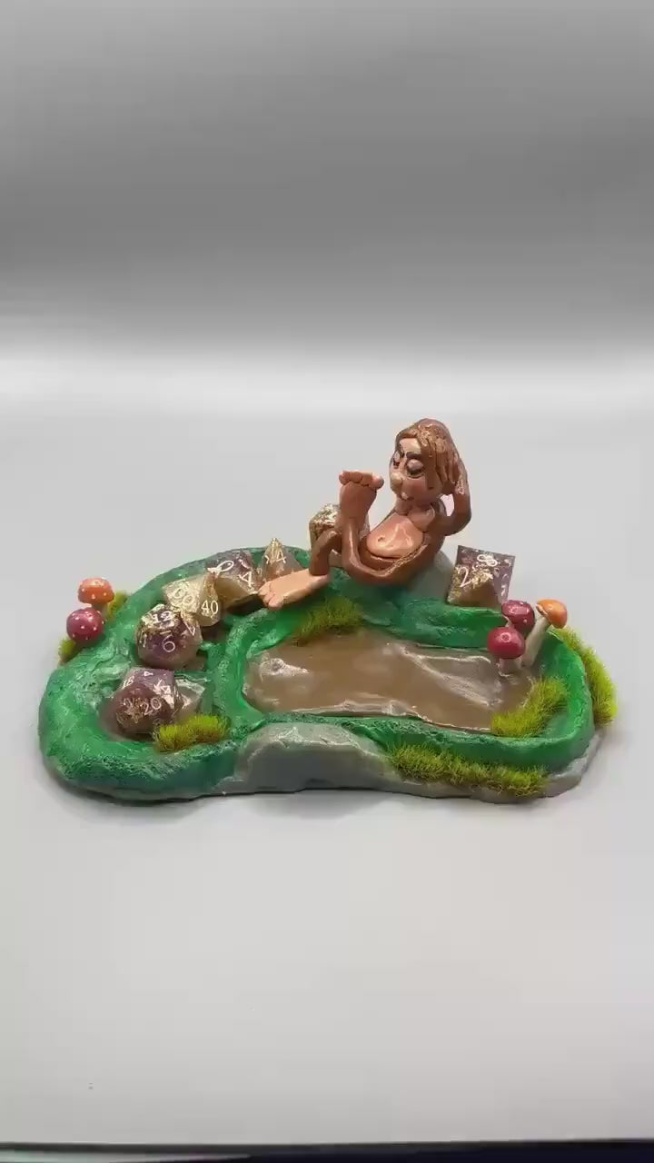 Baby Bigfoot Handmade Polymer Clay Dice Tray/Holder and Free RPG DnD Dice Set