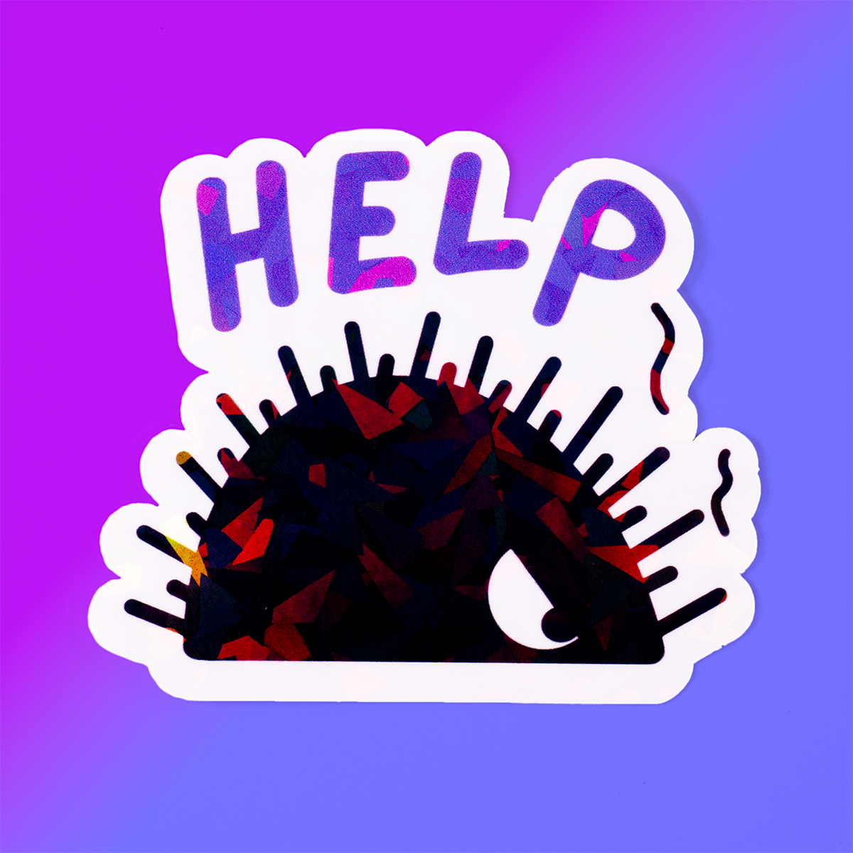 Adorable soot sprite vinyl sticker with "HELP" text, inspired by beloved anime films. Perfect for laptops, water bottles, notebooks, or gifting anime lovers.